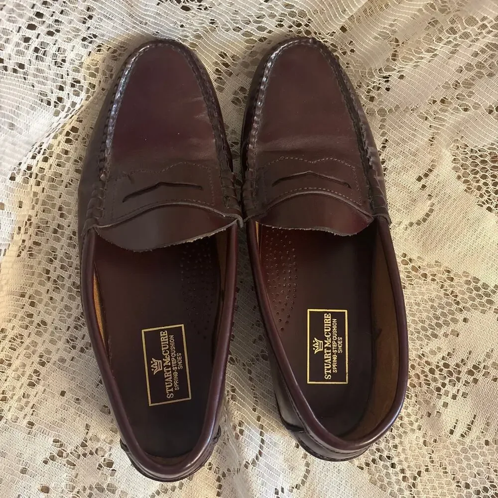 Stuart Mcguire Men's US 9.5 D Dark Brown Leather Penny Loafers Shoes